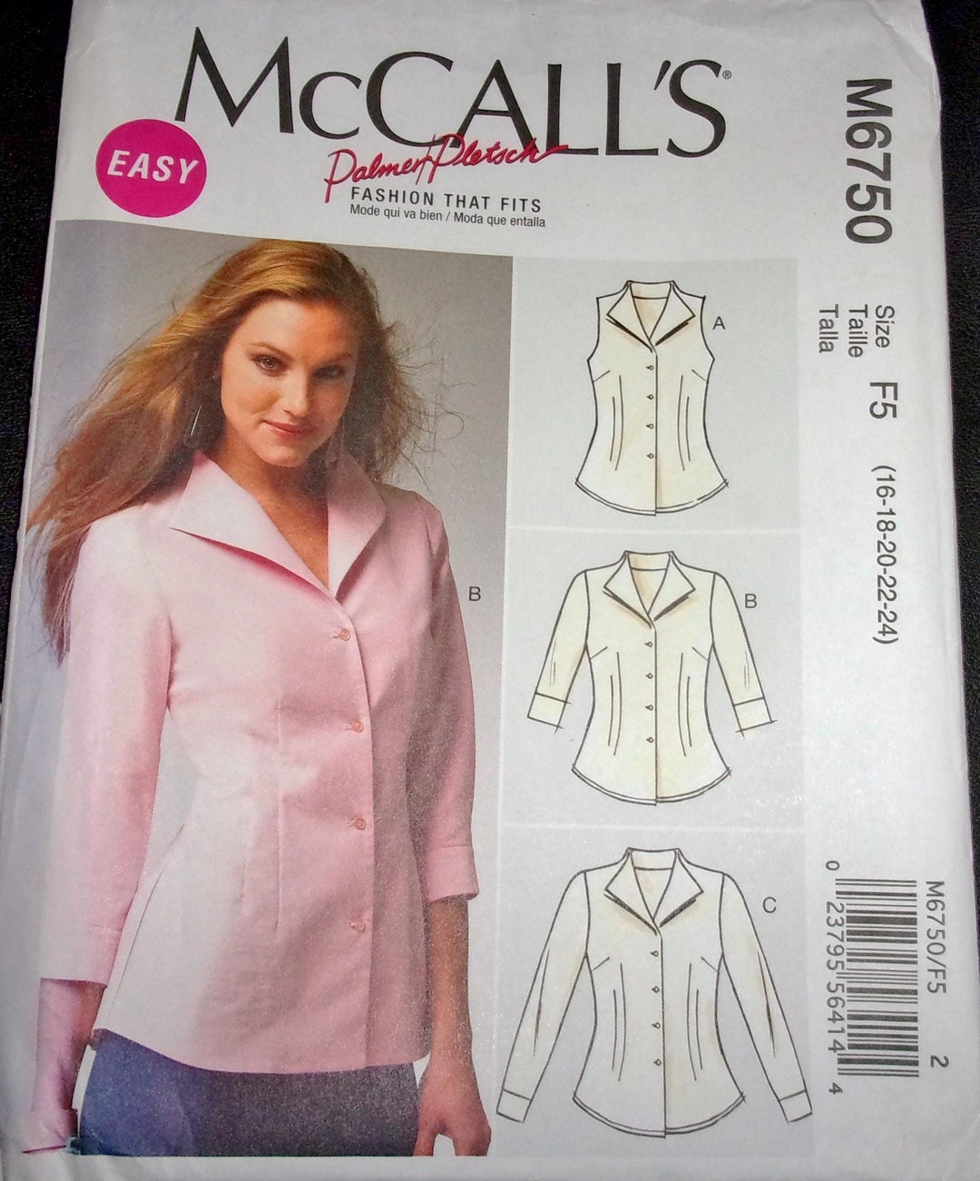 Mccall's Palmer Pletsch Sewing Pattern M6750 Buttoned Shawl Collar ...