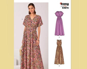 New Look Sewing Pattern N6751 Maxi Dress Bodice Options Sleeveless Short Sleeves Elastic Waist Misses Women's Size 10-22 Bust 32-44 Uncut FF