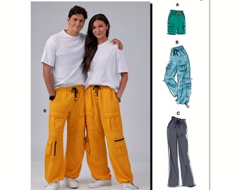 McCall's Sewing Pattern B8458 Unisex Cargo Pocket Pants Shorts Men's Misses Women's Sportswear Separates Size XS-XXL Waist 24-48 Uncut FF