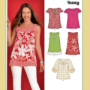 New Look Sewing Pattern 6871 Tunic Top Boho Blouse Sleeveless Long Short Sleeves Style Options Misses Women's Size 10-22 Bust 32-44 Uncut FF