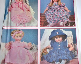 Vtg Simplicity Sewing Pattern 9286 Design Your Own Baby Doll Clothes Fits Small 12"-14" Medium 16"-18" Large 20"-22" Dress Bonnet Uncut FF