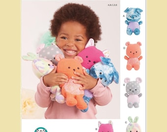 Simplicity Carla Reiss Sewing Pattern S9909 Stuffed Animals Puppy Kitten Bunny Bear Mouse 9" Fleece Soft Dolls Plushies Stuffies Uncut FF