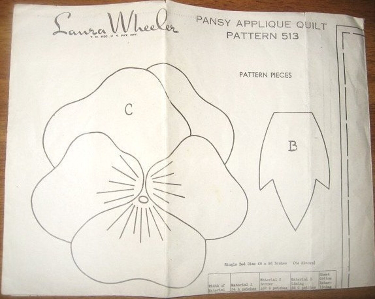 Vintage Pansy Applique Quilt Patterns Lot of Two Circa 1940s Etsy