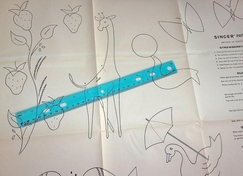 Vtg 1960s Singer Transfer Pattern for Machine or Hand Embroidery and