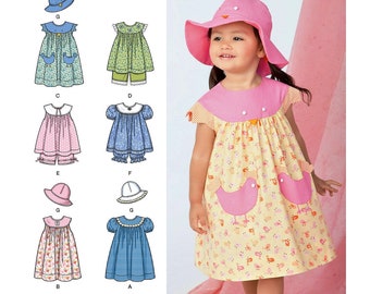 Simplicity 6 Made Easy Sewing Pattern 1450 Girl's Hat Sundress Dress Top Pants Child's Toddler's Separates Size 1/2-4 Chest 19-23 Uncut FF