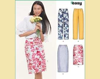 New Look Sewing Pattern 6544 Pencil Skirt in Two Lengths Straight Leg Pants Slacks Misses Womens Separates Size 10-22 Waist 25-37 Uncut FF