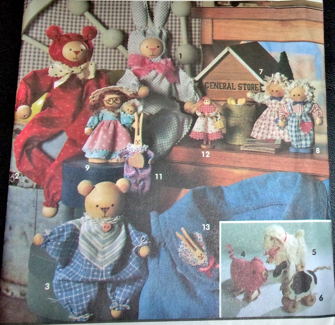 Simplicity Sewing Pattern 8098 Decorative Spool & Clothespin Dolls Folk ...