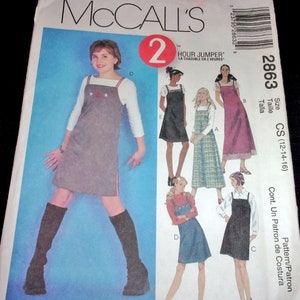 McCall's 2 Hour Sewing Pattern 2863 Girl's Midi Maxi Jumper Dress with Shoulder Straps Trim Option Tween Teen Size 12-16 Bust 30-33 Uncut FF