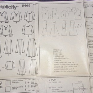 Simplicity Sewing Pattern 5469 Knit Tunic Top Flared Gored Skirt Women's Misses Plus Size Separates Coordinates 26W-32W Bust 48-54 Uncut FF image 5