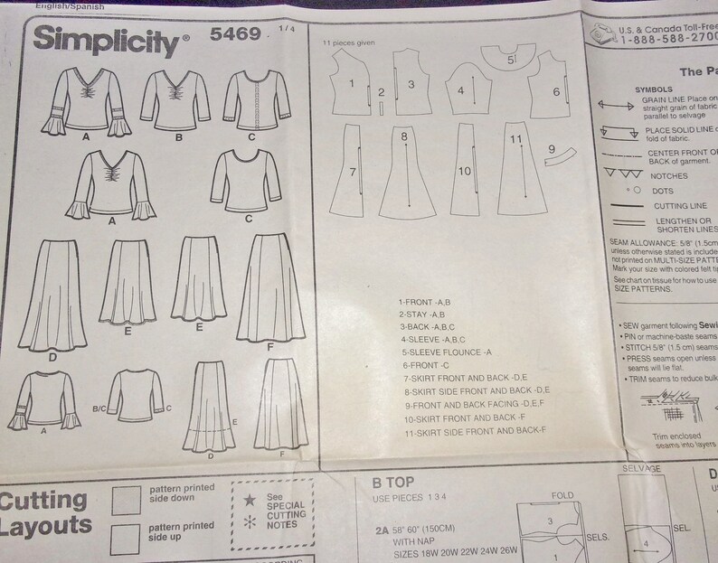 Simplicity Sewing Pattern 5469 Knit Tunic Top Flared Gored Skirt Women's Misses Plus Size Separates Coordinates 26W-32W Bust 48-54 Uncut FF image 5