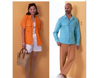 Butterick Sewing Pattern B6984 Unisex Shirt Pants Shorts Men's Misses Casual Sportswear Separates Size XS-XL Chest/Bust 30-48 Uncut FF