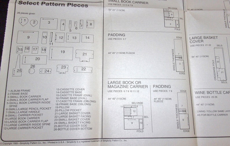 Simplicity Sewing Pattern 9877 Fabric Covers for Book Album Journal Box Basket Pocket Pillow Storage Caddy Home Crafts Decor Gifts Uncut FF image 6