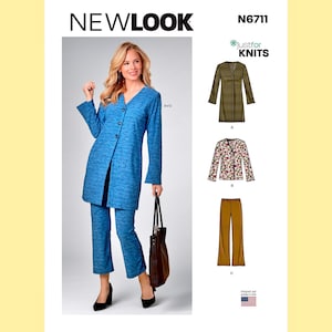 New Look Sewing Pattern N6711 Duster Coat Jacket Flared Elasticized Pants Misses Women's Pantsuit Coordinates Size 8-20 Bust 31-42 Uncut FF