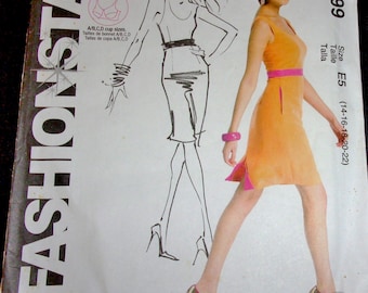 McCalls Fashion Star Sewing Pattern M6699 Mini Maxi Dress Jumper Fitted Bodice Women's Misses Plus Size 14-22 Bust 36-44 A/B-C-D Uncut FF