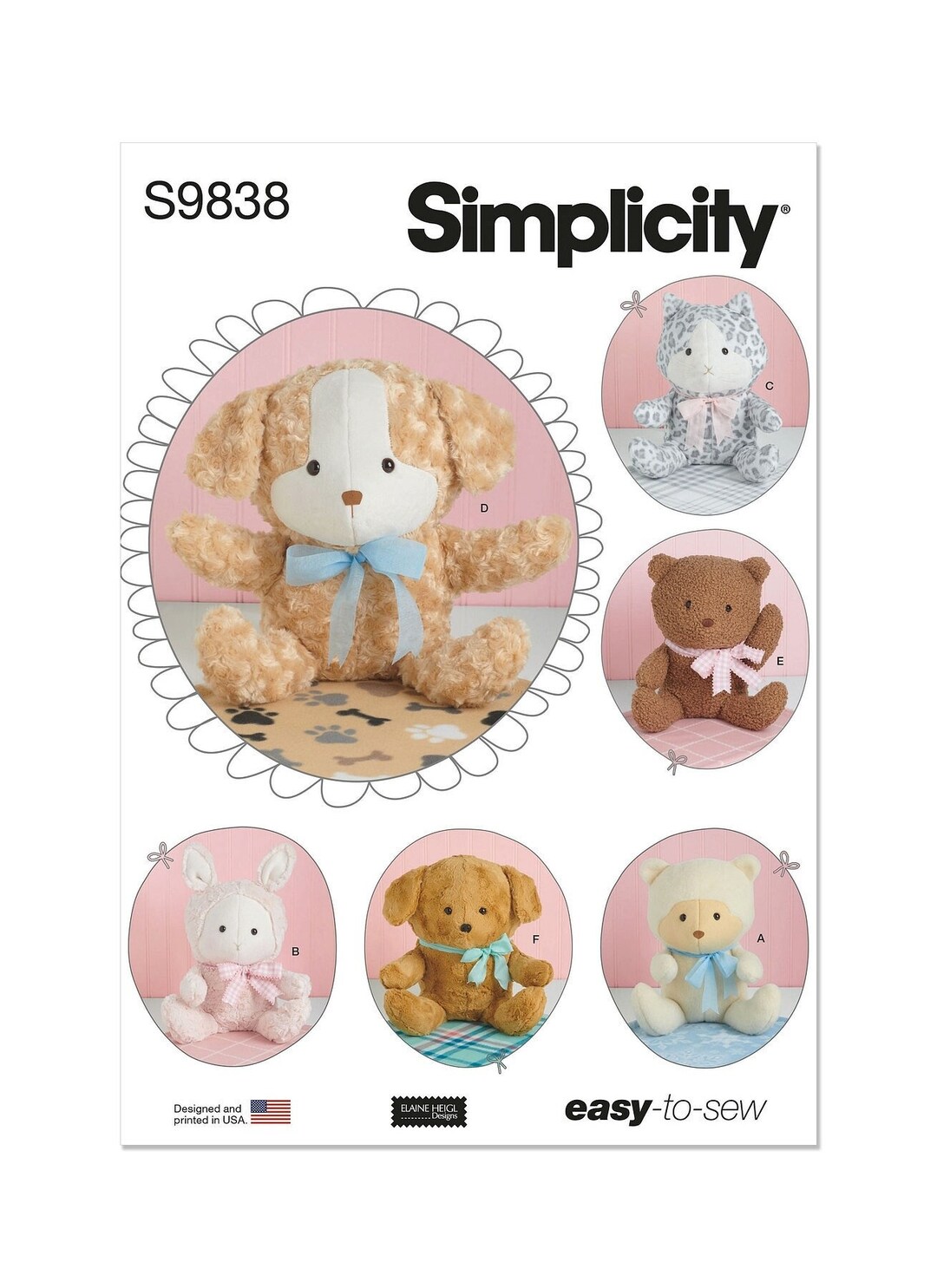 Simplicity Elaine Heigl Sewing Pattern S9838 Plush Animals and Blankets ...