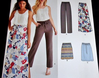 New Look Sewing Pattern 6436 Mini Midi Maxi Skirt Pants Tie Belt Misses Women's Summer Sportswear Separates Size 8-20 Waist 24-34 Uncut FF