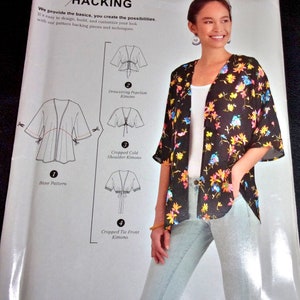 Simplicity Hacking Sewing Pattern R10178/S8887 Kimono Jacket Top with Style Variations Women's Misses Size XXS-XXL 4-26 Bust 29-48 Uncut FF