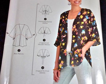 Simplicity Hacking Sewing Pattern R10178/S8887 Kimono Jacket Top with Style Variations Women's Misses Size XXS-XXL 4-26 Bust 29-48 Uncut FF