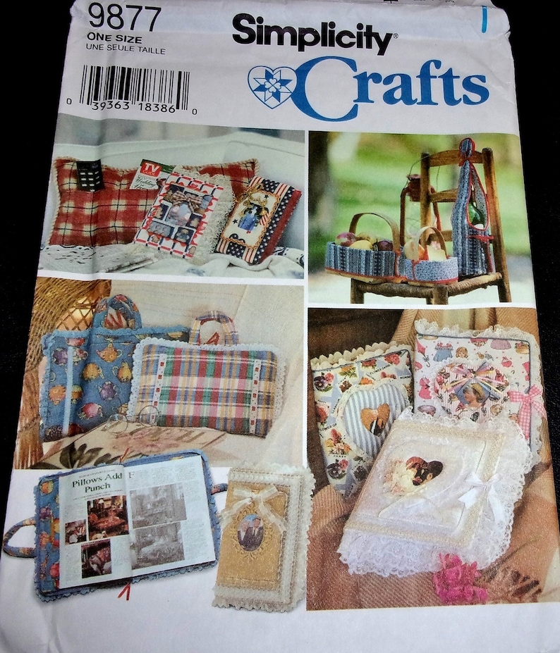 Simplicity Sewing Pattern 9877 Fabric Covers for Book Album Journal Box Basket Pocket Pillow Storage Caddy Home Crafts Decor Gifts Uncut FF image 1