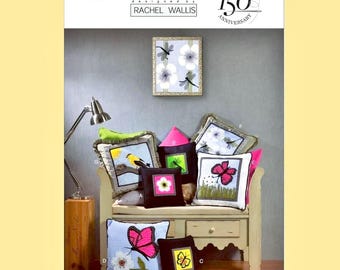 Butterick Rachel Wallis Decorator Sewing Pattern B5903 Decorative Throw Pillows Flower Butterfly Bird Appliques Home Decorating Uncut FF