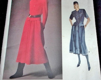 Vtg 1980s Karl Lagerfeld Paris Original Vogue Sewing Pattern 1928 Buttoned Shirt Maxi Skirt Misses Women's Ensemble Size 10 Bust 32 Uncut FF