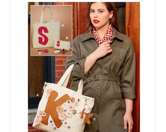 McCall's Sewing Pattern R11298/M8233 Monogram Tote Bag Zipped Case Alphabet Letter Key Fob Ring Misses Women's Fashion Accessories Uncut FF