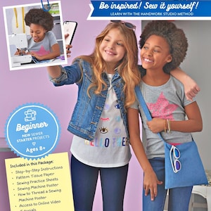 Simplicity The Handwork Studio Learn to Sew Sewing Pattern 8674 Girl&#39;s Easy Tote Bag Shoulder Purse Children&#39;s Fashion Accessories Uncut FF