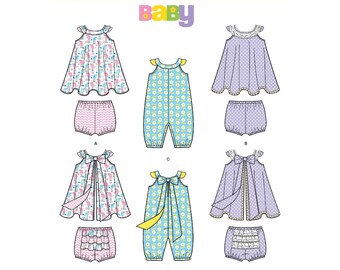 New Look Sewing Pattern 6440 Baby's Overalls Romper Dress Panties Infant's Baby Girl's Sportswear Coordinates Separates Size NB-L Uncut FF