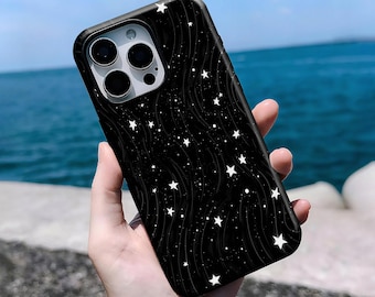 Capa para celular com design de rastros de céu estrelado, capa com céu noturno estrelado e brilhante, para iPhone 16, 15, 14, 13, 12, 11 Pro Max Plus X, Samsung S25 S24 S23 S22