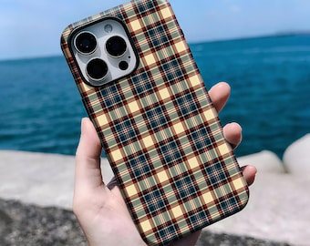 Gingham Checkered  Case, Fall Plaid Case, Tartan Fabric Print Cover,iPhone 16, 15, 14, 13, 12, 11 Pro Max Plus X, Samsung S25 S24 S23 S22
