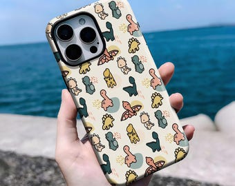 Kawaii Dinosaur Phone Case Funny Cute Dinosaur Cover Compatible With iPhone 16, 15, 14, 13, 12, 11 Pro Max Plus X,Samsung S25 S24 S23 S22