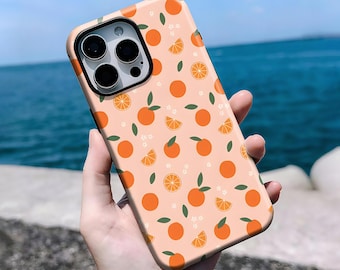 Zitrus Orange Handyhülle, stoßfest, Sommer Geschenkidee für iPhone 16, 15, 14, 13, 12, 11 Pro Max Plus X, Samsung S25 S24 S23 S22