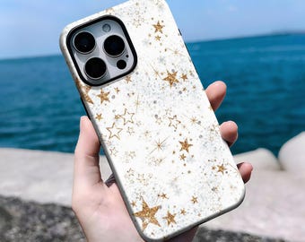 Starry Night Sky Phone Case, Glitter Star Aesthetic Celestial Cover for  iPhone16, 15, 14, 13, 12, 11 Pro Max Plus X,Samsung S25 S24 S23 S22