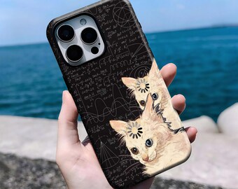 Mathematical Cat Case,Cute Science Math Formula Kitty Double Cat, iPhone 16, 15, 14, 13, 12, 11 Pro Max Plus X, Samsung S25 S24 S23 S22