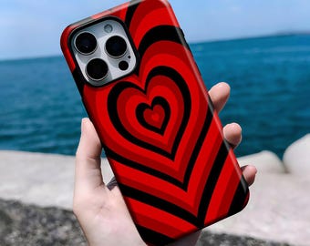 ハート柄アートカバー、ロマンチックで大胆なカバー、iPhone 16、15、14、13、12、11 Pro Max Plus X、Samsung S25 S24 S23 S22に対応