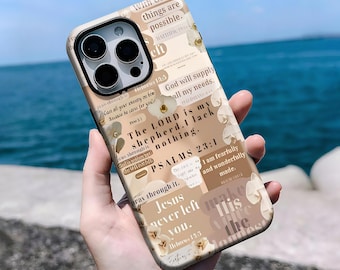 Vintage Bible Verse Collage Phone Case - Faith-Inspired Cover, With iPhone 16, 15, 14, 13, 12, 11 Pro Max Plus X,Samsung S25 S24 S23 S22
