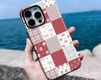 Patchwork Quilt Phone Case: Cozy Retro Design, Aesthetic Phone Case, iPhone 16, 15, 14, 13, 12, 11 Pro Max Plus X, Samsung S25 S24 S23 S22