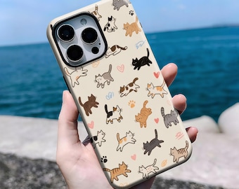 Cute Kitten Cat Phone Case, Kawaii Aesthetic Cat Cover, Funny Cat Gift,iPhone 16, 15, 14, 13, 12, 11 Pro Max Plus X, Samsung S25 S24 S23 S22