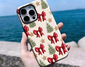 Coquette Christmas Phone Case, För iPhone 16, 15, 14, 13, 12, 11 Pro Max Plus X, Samsung S25 S24 S23 S22, Unika Gåvor, Julgransskal