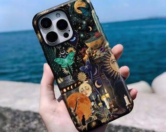 Stars Celestial Case, Galaxy Moon Sun Star Astrology,Mystical Vintage ,iPhone 16, 15, 14, 13, 12, 11 Pro Max Plus X, Samsung S25 S24 S23 S22