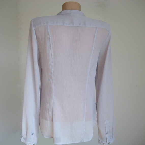 Vintage Classic Gray Jabot Shirt, Rayon Secretary… - image 2