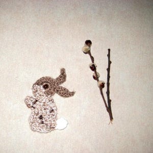 Appliques de lapin au crochet, embellissements d'animaux en beige marron, décoration d'intérieur pour enfants, fournitures d'emballage, décoration de lapin faite main personnalisée