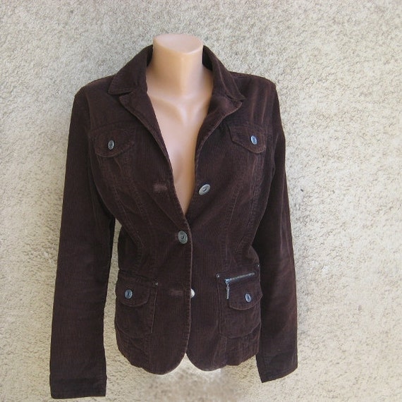 Vintage women canvas jacket, cotton stretch coat,… - image 5