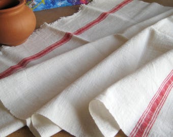 Asciugamano in stile metà secolo, tessuto a mano, in lino e cotone a righe color bianco sporco, asciugamano da cucina 45,7 cm x 76,2 cm