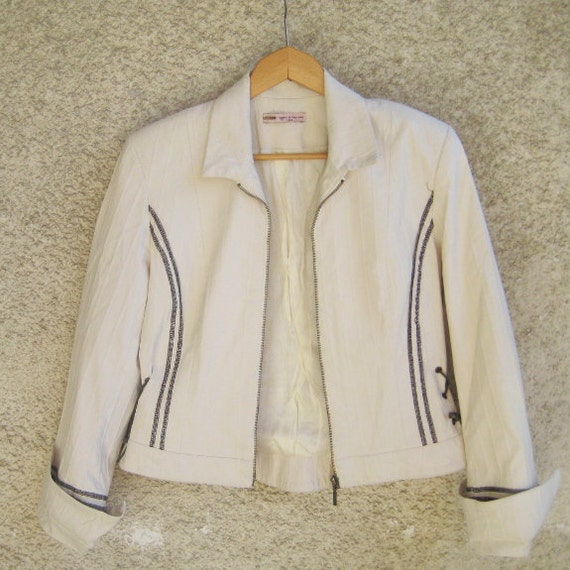 Vintage women canvas jacket, cotton stretch coat,… - image 4