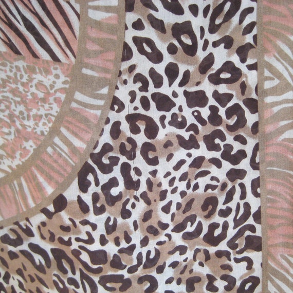 Vintage infinity scarf cowl, beige brown leopard … - image 3