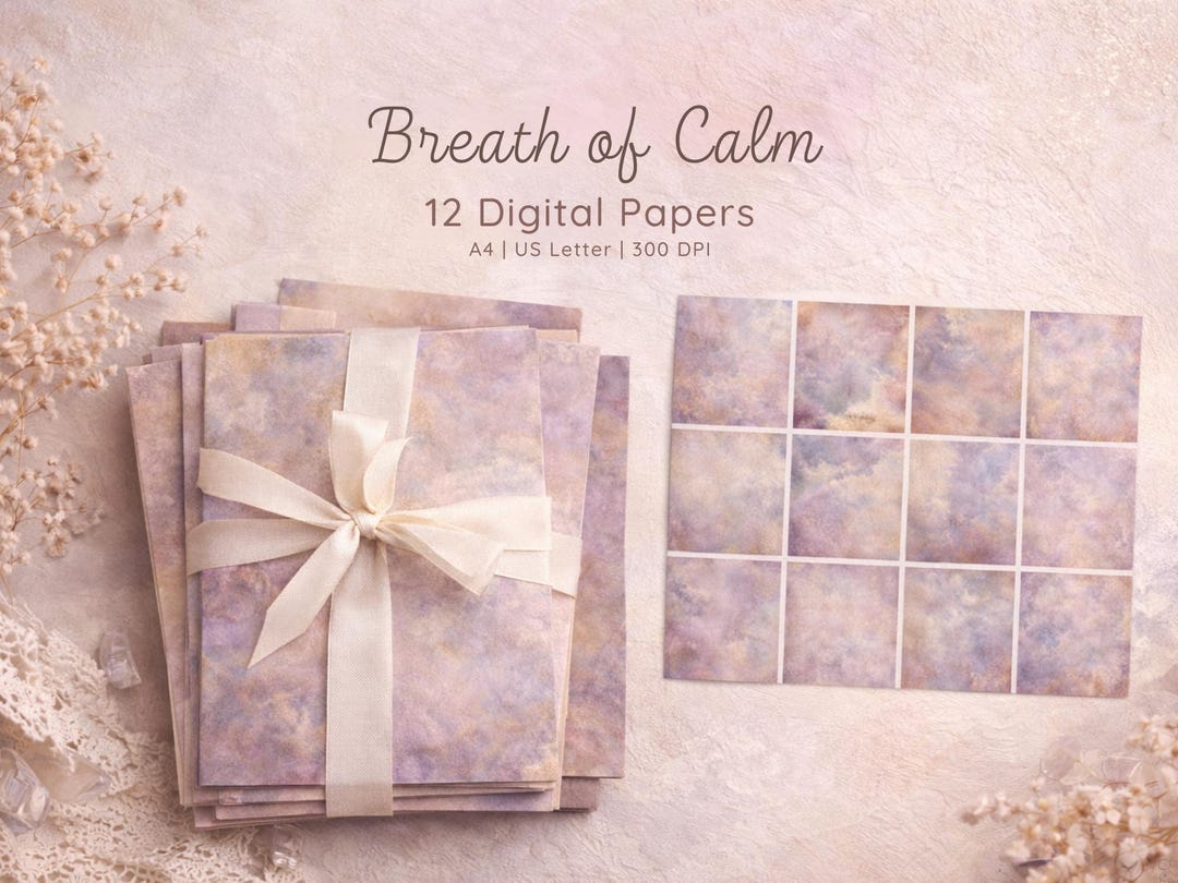 Breath of Calm Digital Papers | Soulful Printable Paper Pack ...