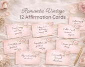 Romantic Vintage Affirmation Cards | Soft Self-Love Quotes | Gentle Daily Affirmations Printable | Floral Digital Cards