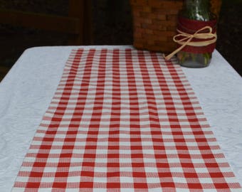 Table Runner . Red and White Plaid Table Runner . Picnic Table Runner .  Buffalo Plaid Table Runner . Handmade by Seams Original