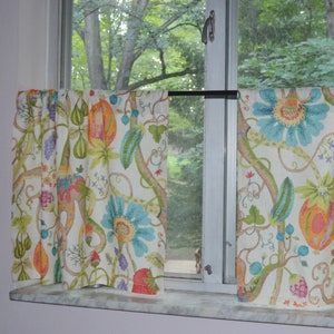 Retro Fruits & Floral Kitchen Cafe Curtains: Linen Blend Tiers